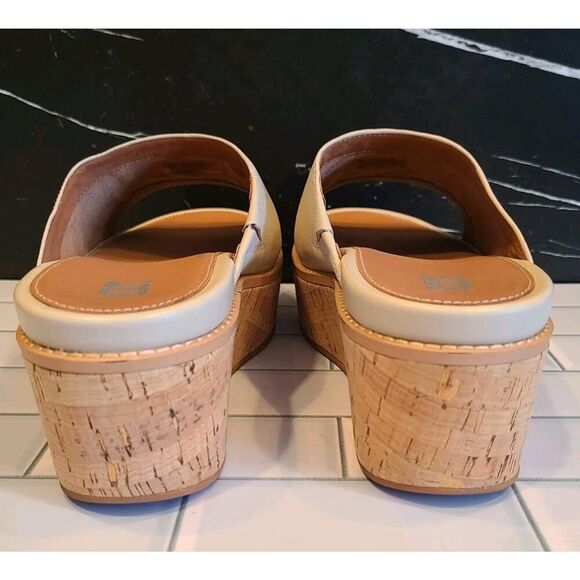 FitFlop Eloise Slides Sandals Women Stone Beige Leather Cork Wrap Wedge 9US EUC - Picture 8 of 16
